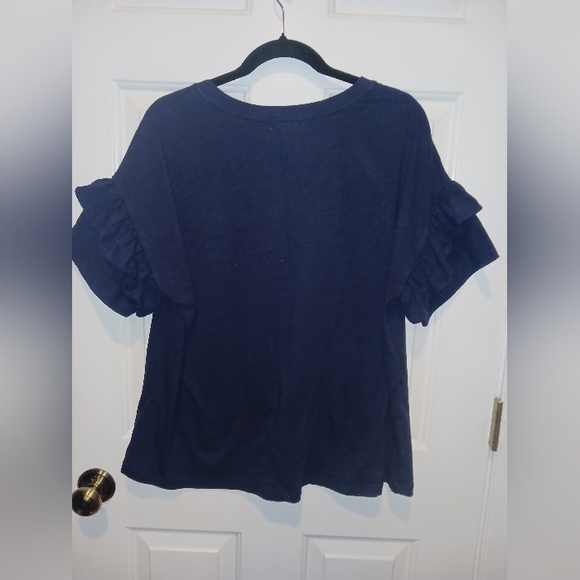 Blue Ruffle Sleeve Tee - Picture 4 of 4